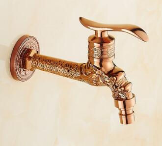 Robinet de salle de bain en laiton | Ensemble de Bibcock sculptés Dragon Rose or lave-linge robinet de salle de bains extérieur mélangeur de salle de bains: Orange