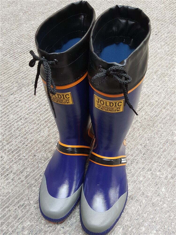 Rubber Waders White Race Big Size Wading Waterproof Long Boots Men Aqua Mud Rain Shoes Fishing Water Garden High Wellies: blue / 8 5