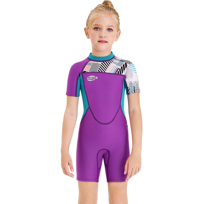 Stijl kinderbadkleding warm 2.5mm -delig duikpak dames korte mouwen winter koudebestendig snorkel surfpak