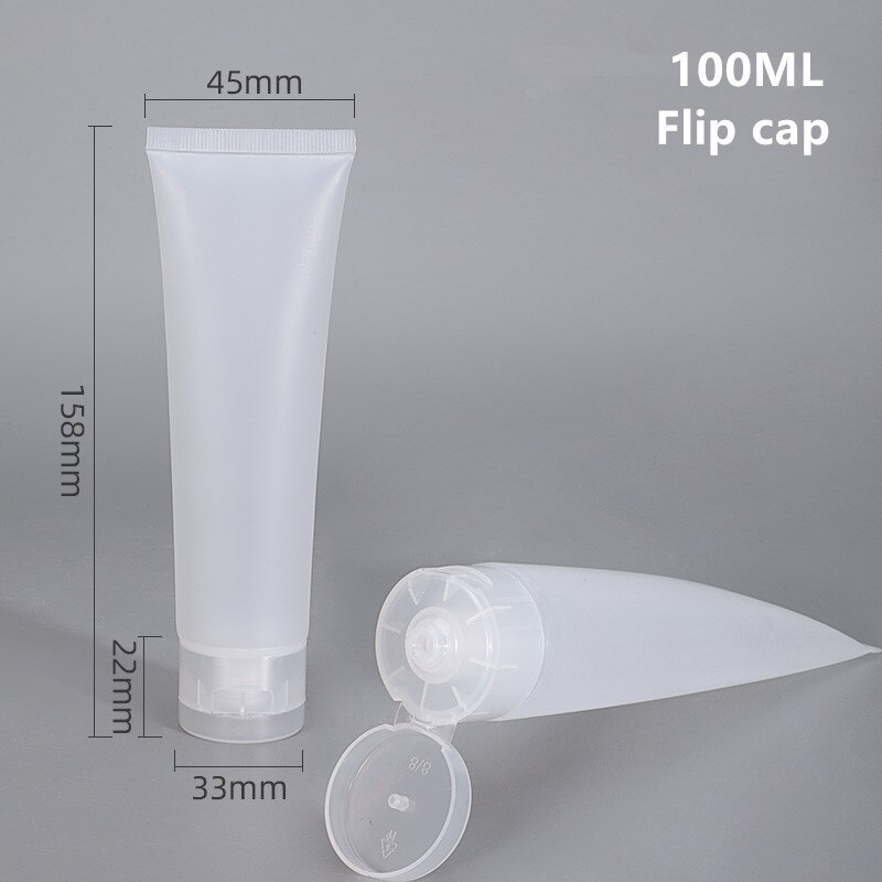 10PCS Empty Plastic Squeeze Tubes Translucent Cosmetic Containers Refillable Plastic Tube Travel Bottle: 100ML