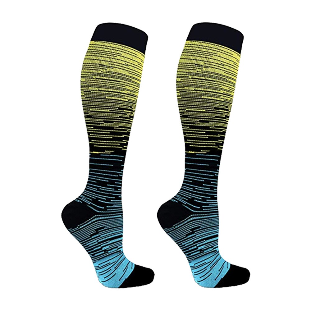 1 par voksen åndbare kompressionsstrømper nylon svedabsorberende løb sport vandring gradient farve elastiske unisex støttestrømper #n