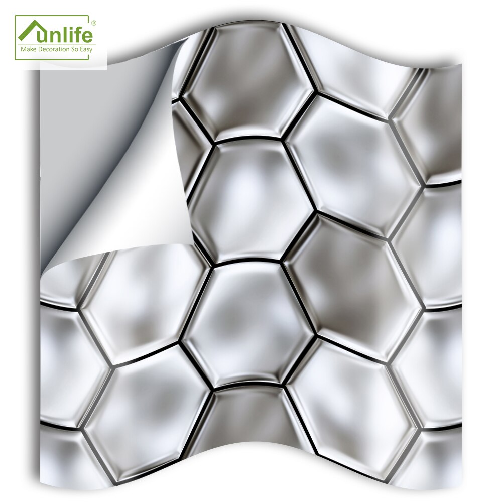 Funlife 10/15cmx25pcs hexagon PVC Waterproof Self adhesive Wall Sticker Tile Sticker For Kitchen Bathroom Furniture SJ020-SJ023