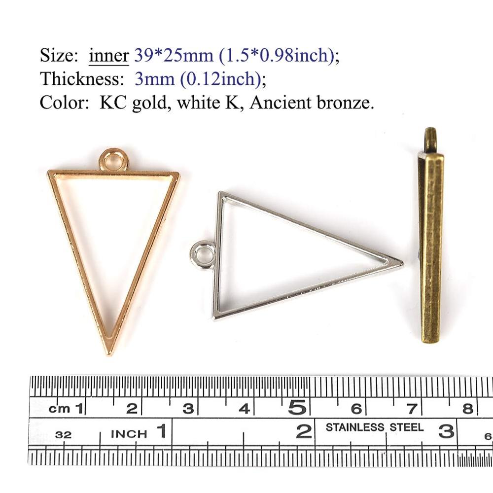 10pcs 25x39mm Triangle Open Back Bezel Hollow Blank Pendant Charm Pressed Flower Resin Blank Frames Pendants Jewelry Making DIY