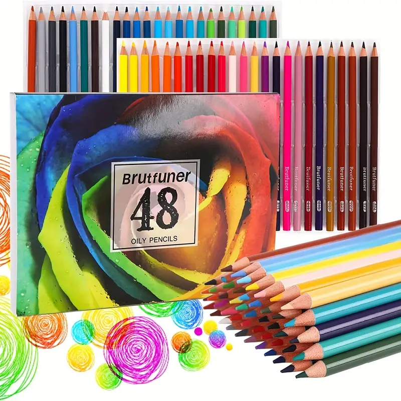 Matite colorate Matite a olio Matite da colorare Matite da disegno Nuclei morbidi Matite colorate per libri da colorare per adulti Artisti principianti: WHITE