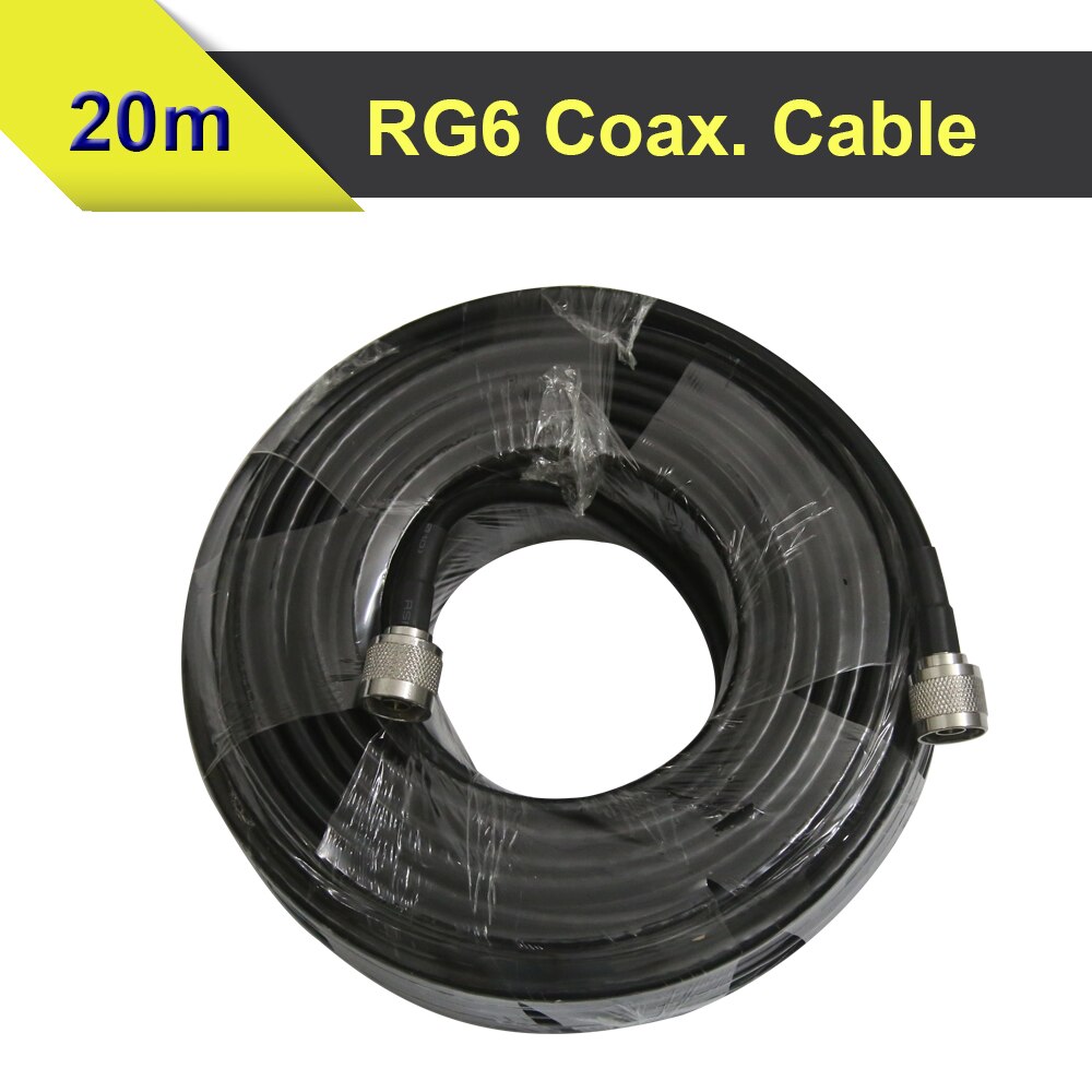 20 Meter RG6 Laag Verlies Coaxiale Kabel 50ohm N Male Naar N Male Connector Communicatie Coax Kabel Voor Mobiele Telefoon signaal Booster