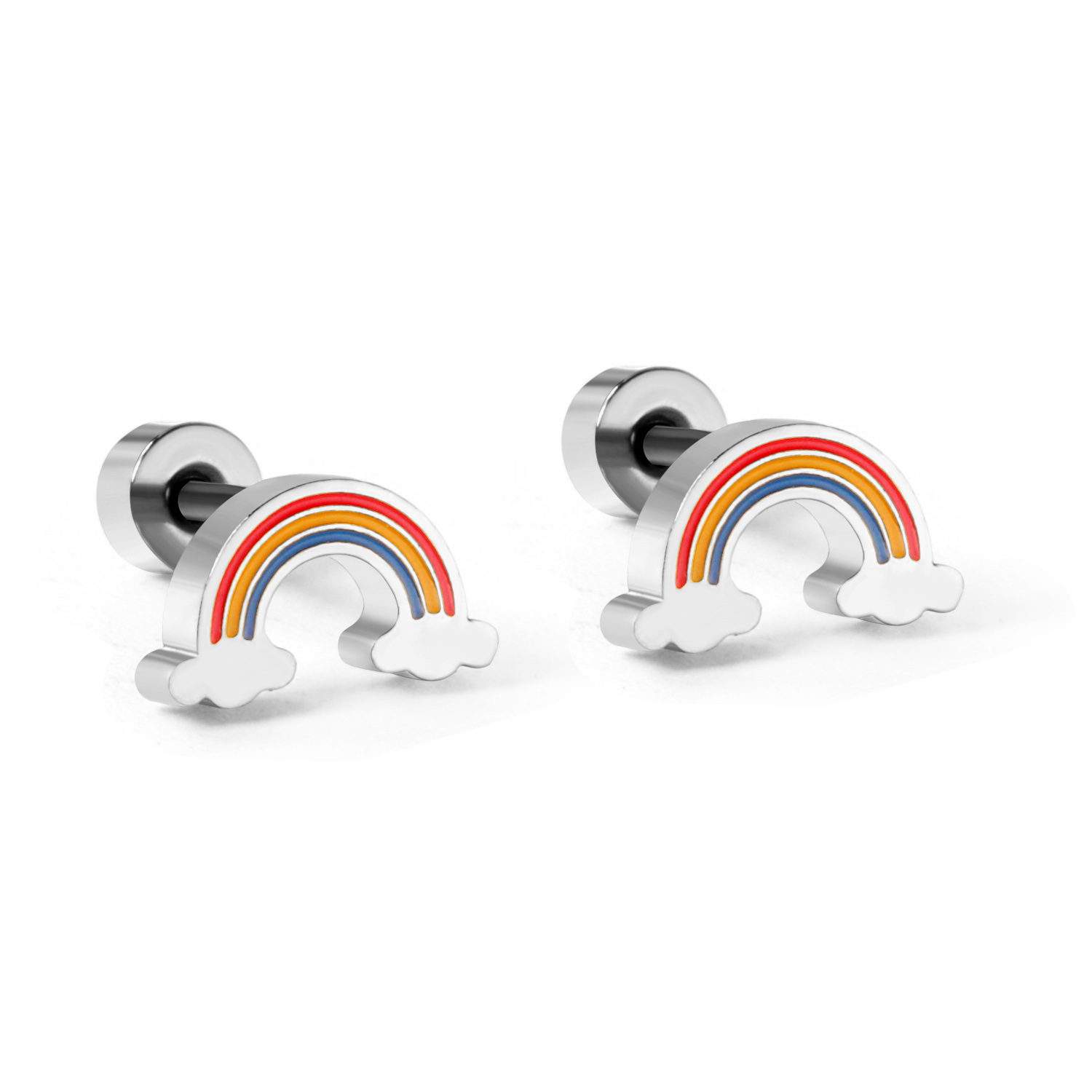Pendientes LUXUSTEEL con forma de puente de arcoíris para mujeres y niñas, joyería antialérgica de acero inoxidable de Color dorado, BFF: Zinc negro plateado