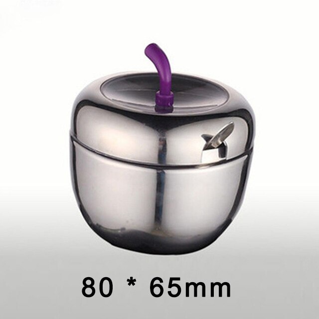 304 Stainless Steel Seasoning Box Jars Apple Shaped Salt Pepper Sugar Can Seasoning Bottle Storage Containers Kitchen Supplies: 2