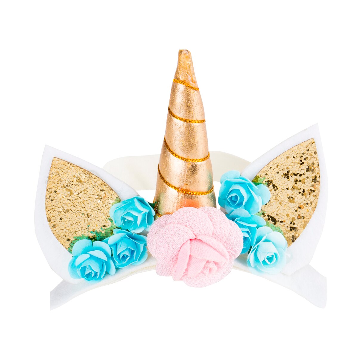 Kids Magical Gold Unicorn Horn Headband Fancy Dress Cosplay Decorative