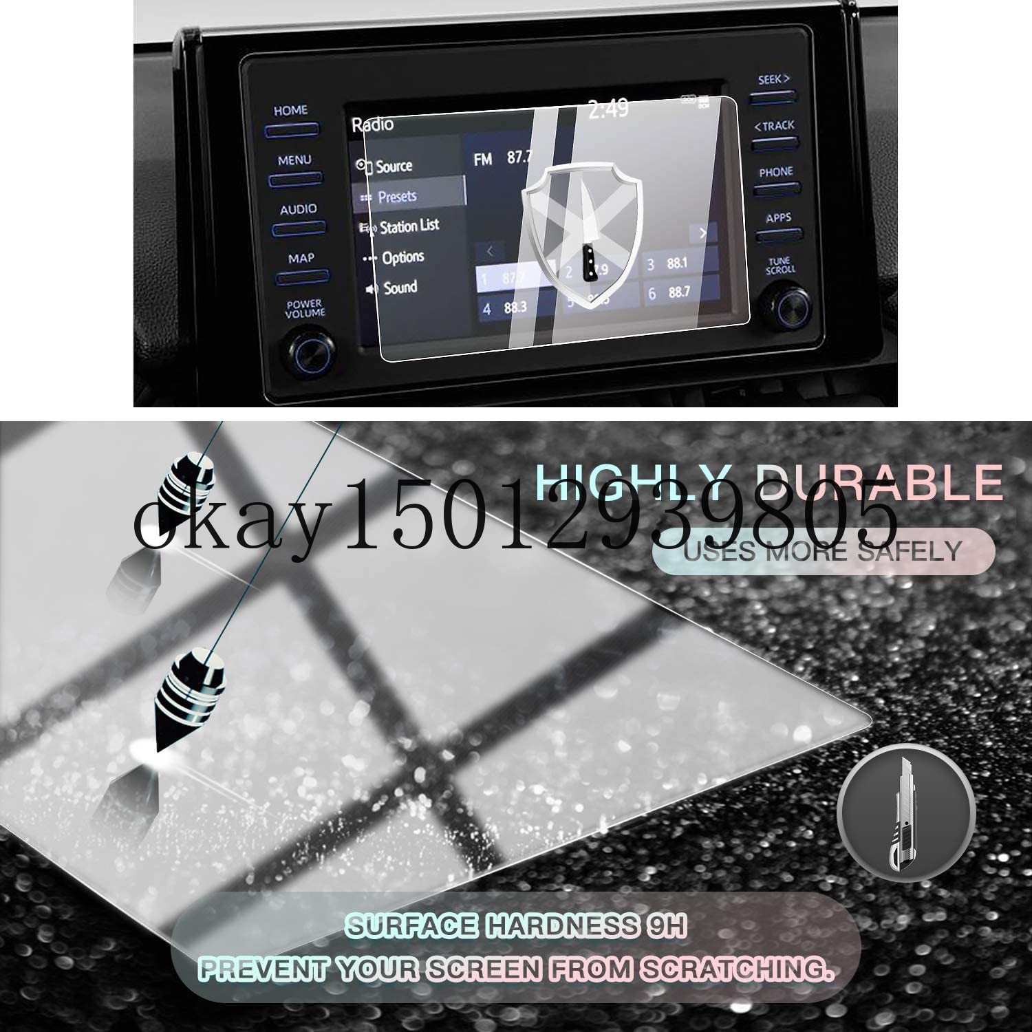 Auto Screen Protector Center Control Navigatie Touchscreen Protector Voor RAV4 , gehard Glas Hd Krasbestendigheid (7Inch)