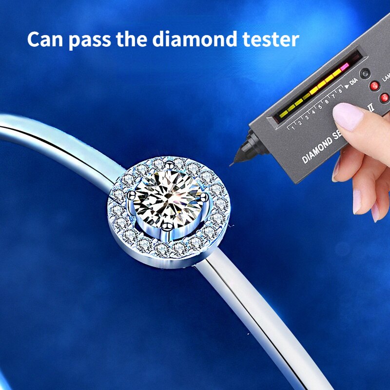 Smyoue 0.5ct moissanit-diamant-armreifen für damen, hochzeitsarmband, 925 verstellbare armbänder aus sterlingsilber, schmuck