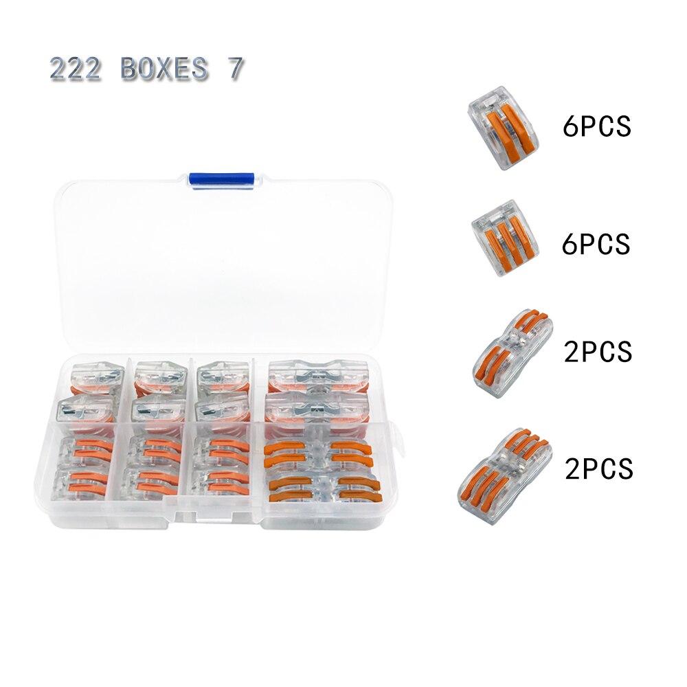wire connector set box universal compact terminal block lighting wire connector for 3 room hybrid quick connector: 222 Boxes 7