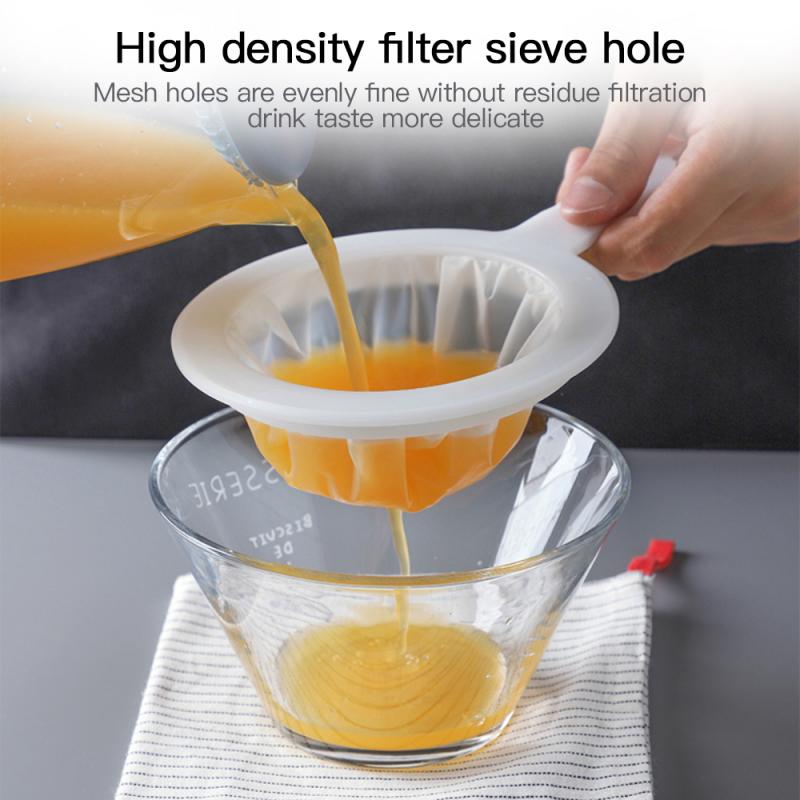 Reusable Nylon Handheld Colander Screen Mesh Coffee Milk Juice Soy Milk Tea Leaf Strainer Colander Kitchen Accessories
