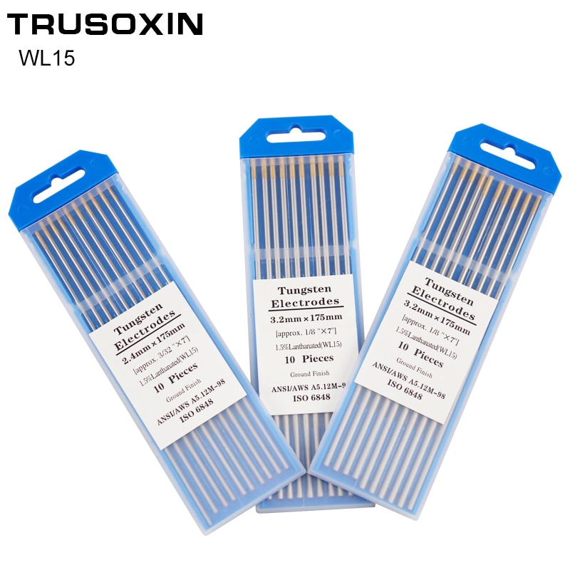 Electrodo de tungsteno lantanado de cabeza dorada, 10 piezas, 1,0/1,6/2,0/2,4/3,0/4. 0x175mm, aguja de tungsteno TIG/electrodo de tungsteno/varilla TIG