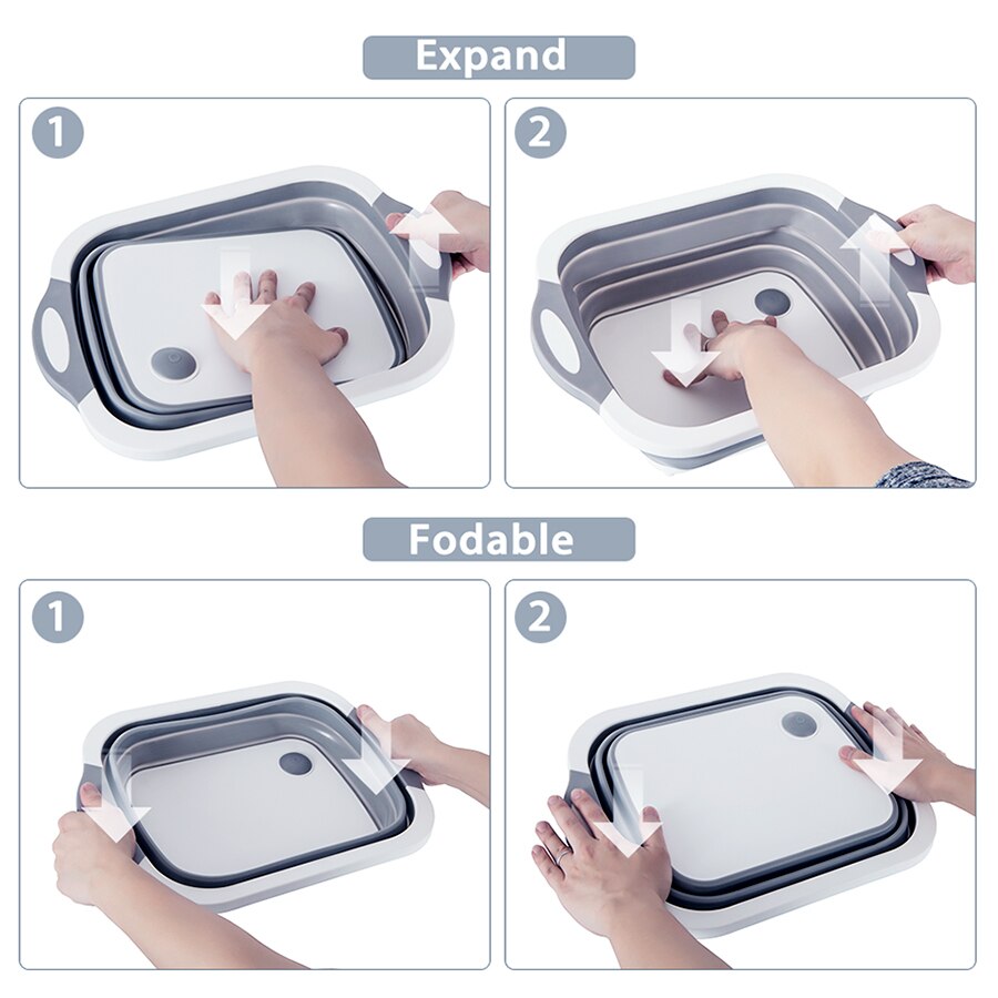 Kitchen Chopping Cutting Board Foldable Silicone Cutting Board Chopping Boards Washing Basket Drain Kitchen Organizer