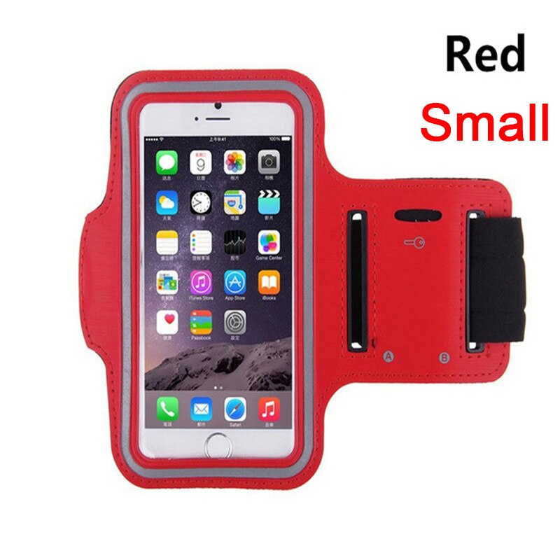 Waterproof 5.5" Gym Running Phone Bag Arm Band Case for iPhone 7 Outdoor Sports Phone Holder Armband Case for J4 J6: Small Red