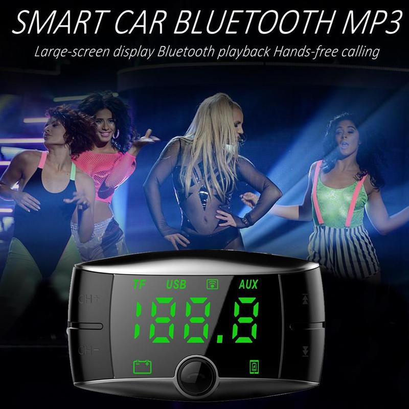 1pcs Car Mp3 Player Wireless Bluetooth Fm Transmitter Modulator Handsfree Car Kit Mp3 Player Dual Usb Charger Large Screen