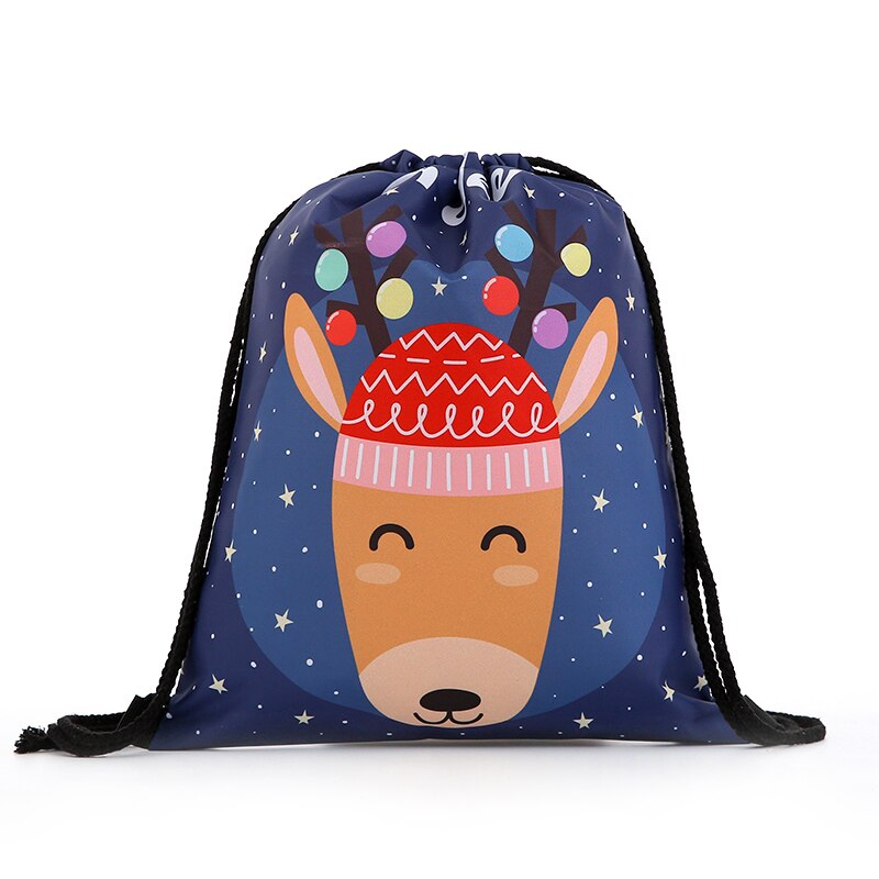 Trekkoordrugzak, dames, mini-kerstrugzak, 3d bedrukte reistassen, zachte rugtas, heren, trekkoordtas, dames: Gc-2