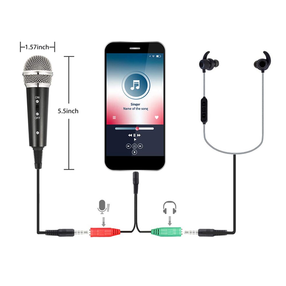 Recording Condenser Microphone mobile phone microphone 3.5mm Jack microfone for Computer PC Karaoke iphone Android