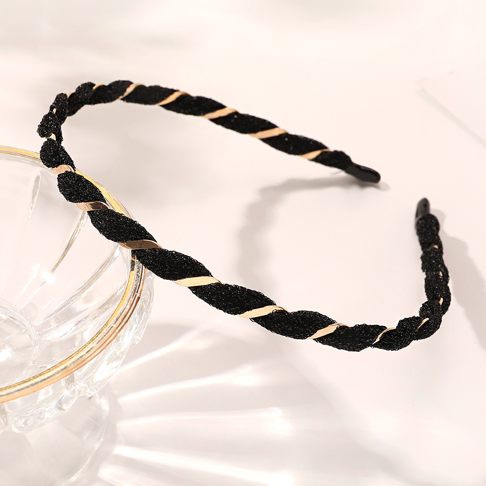 Diademas de Organza para mujer, bandas de aro para el pelo tejidas cruzadas, de Corea, diadema de Metal de Seda brillante, accesorios para el cabello para niñas, turbante: Champán