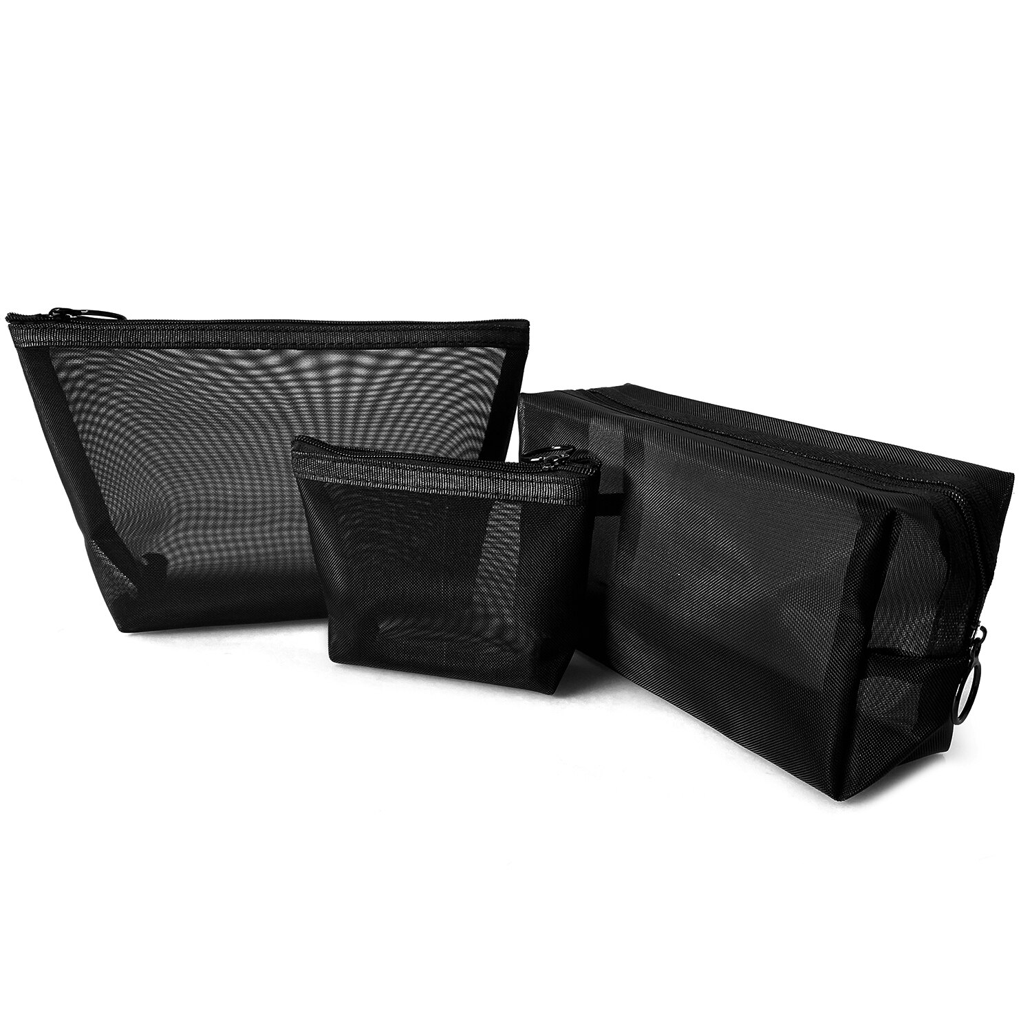 Cosmetische Tas Transparante Make-Up Tas Gaas Draagbare Grote Capaciteit Mode Toilettas Organizer Zwart Toilettassen Make Pouch: KHP201013RM