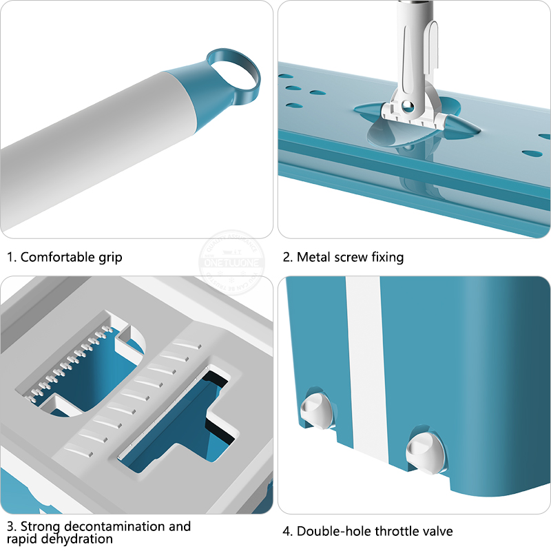 Magic Cleaning Mops Free Hand Mop with Bucket Floors Squeeze Flat Mop with Water Home Kitchen Floor Cleaner