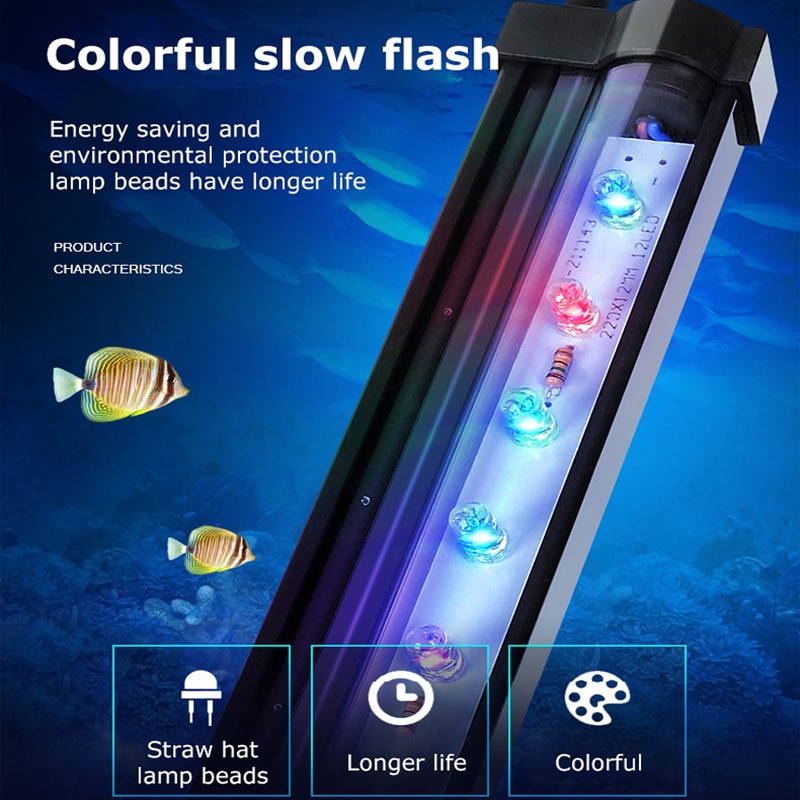 Aquarium Lights 15-45CM Fish Tank LED Bubble Light Diving Lights Waterproof Strip Lamp EU US Plug Colorful Fish Tank Light