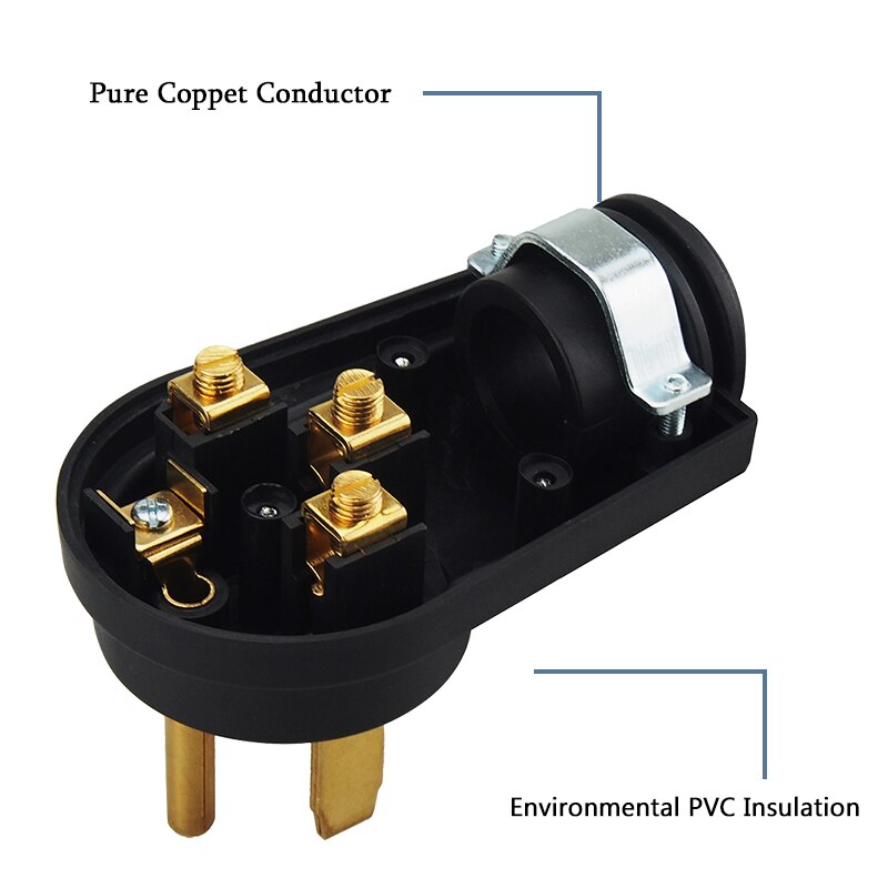 [Nema 14-50 P] 50 Amp Heavy Duty RV EV Replacement Tab, NEMA 14-50P Male, 50AMP Assembly Plug AC Electric Vehicle Plug