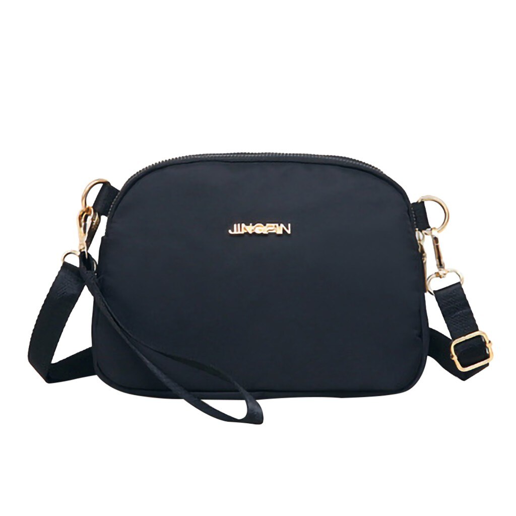 Oxford tissu femmes sacs à bandoulière luxe sac à main sac à main fourre-tout messager couleur unie fermeture éclair sacs à bandoulière Bolsas Mujer: Black