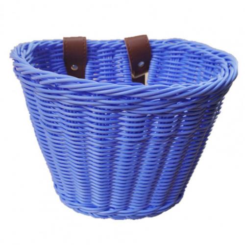 Kids Front Stuur Rotan Handwoven Fiets Mand Kinderen Geweven Fiets Mand Voor Jongens En Meisjes Fietsen Rieten Mand: Blauw
