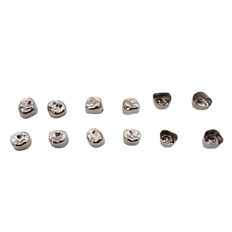 12Pcs/Box Dental Kids Crown Stainless Steel Primary Molar Crown Adult Crown Primary Temporary Molar Pediatric Crown