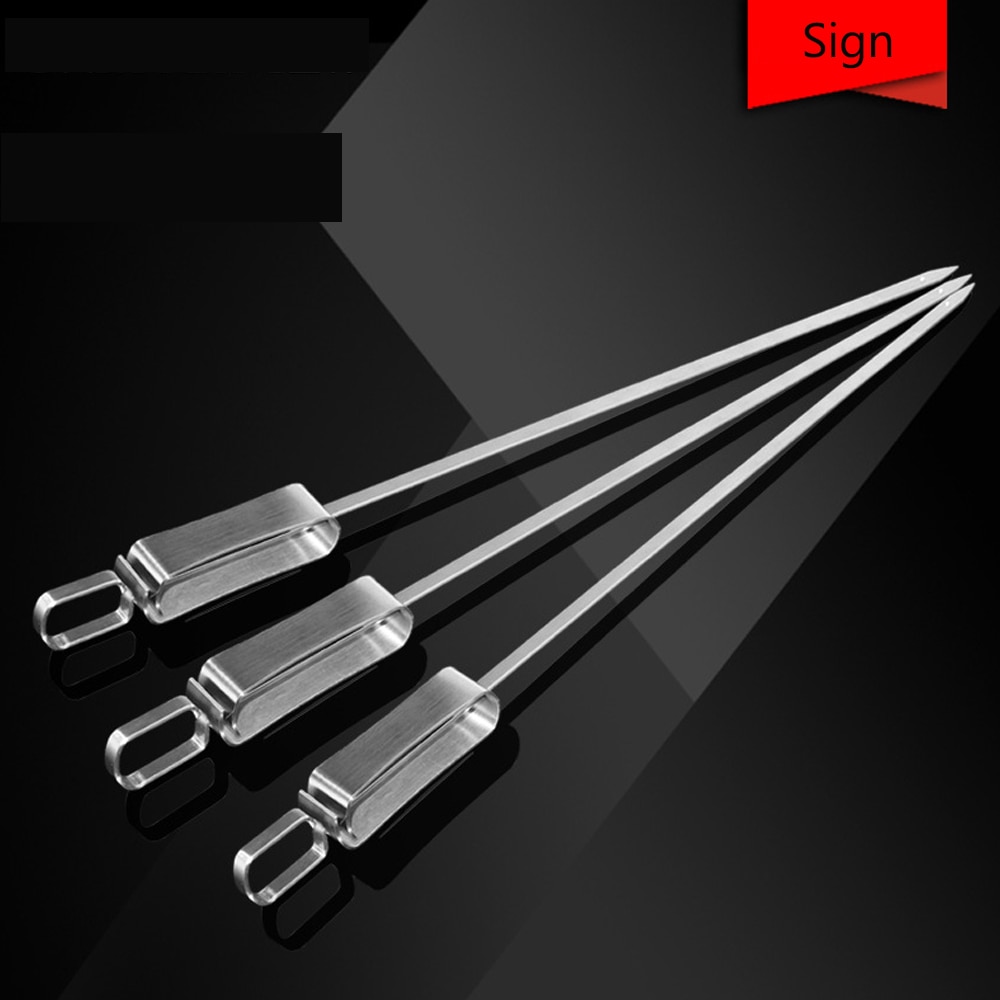 6pcs bbq Grill For kitchen Cookware Stainless steel barbecue sign barbecue skewer outdoor BBQ barbecue needle kebab sign tool