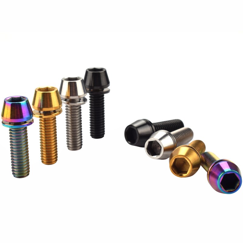 M6 * 20mm Ti śruba ze stopu tytanu z podkładką górski kierownica rowerowa szosowa wspornik rowerowy robić mostka rowerowego śrubin kolorowe śrubin 2 sztuk