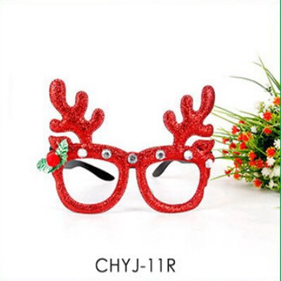 Jul fest dekorasjon søte tegneserie briller ramme glitret briller ingen linse for barn voksne xmas: Gråte -11r