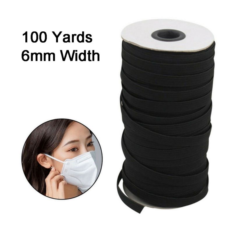 100 yards längd gör det själv flätat elastiskt band sladdstickat syband 1/8 1/6 1/4in 3mm/4mm/5mm/6mm bredd vita svarta elastiska band: Db