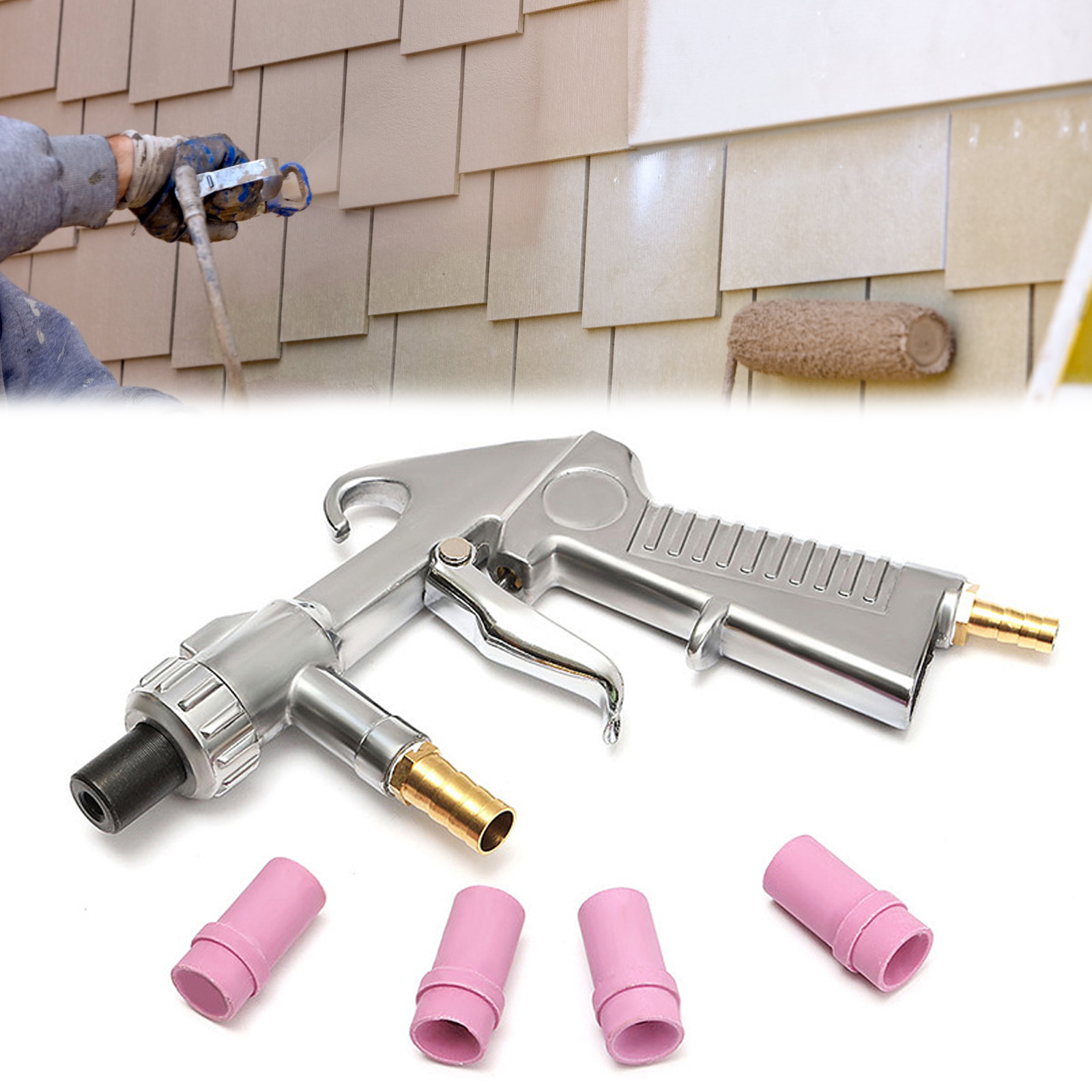 35mm Sandblaster Feed Guns Air Siphon Sand Blasting Multi-purpose Abrasive Tool Ceramic Nozzles Tips Kit Power Tools Sprayer