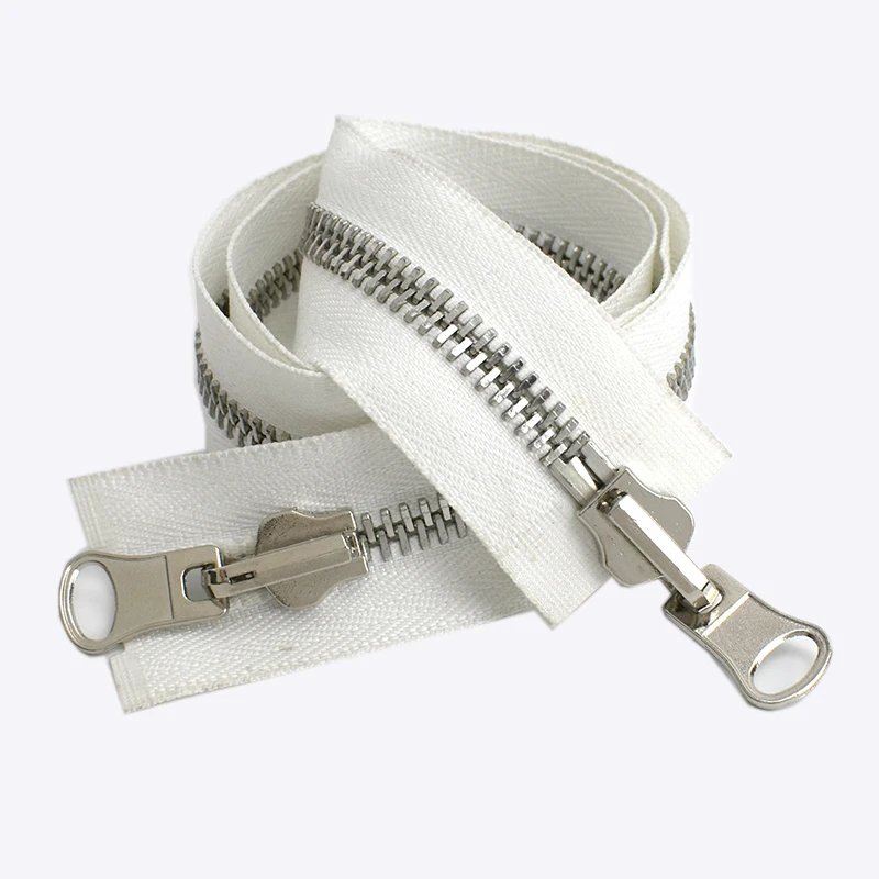 1 pieza 60-120 cm 5 # 8 # Cremalleras de Metal de doble deslizamiento, cremallera Reversible giratoria para coser abrigo, chaqueta, Kit de reparación de cremalleras, accesorios DIY: 8 # / Zinc envejecido / Opción 5