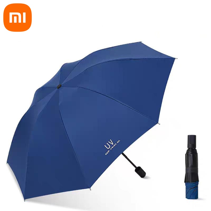 Xiaomi uv guarda-chuva dobrável à prova dwindproof água à prova de vento 8 osso guarda-chuva anti-uv dias ensolarados simples cor sólida guarda-chuva manual: Azul