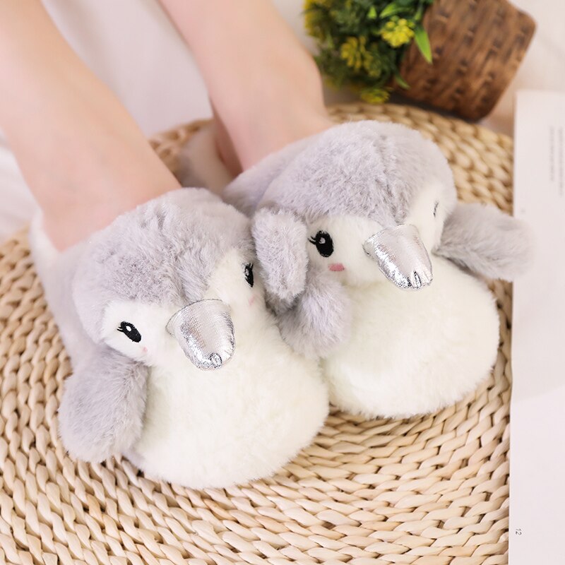 Millffy cute penguin giraffe elk slipper animal home slipper Women Floor Soft lovely Slippers Female Shoes Girls Warm Shoes