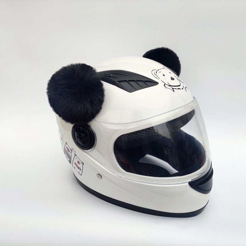 Decoración de orejas de gato para casco de motocicleta, pegatinas de felpa bonitas, casco de Motocross, cara completa, decoración de casco todoterreno, estilo de Cosplay: Gris