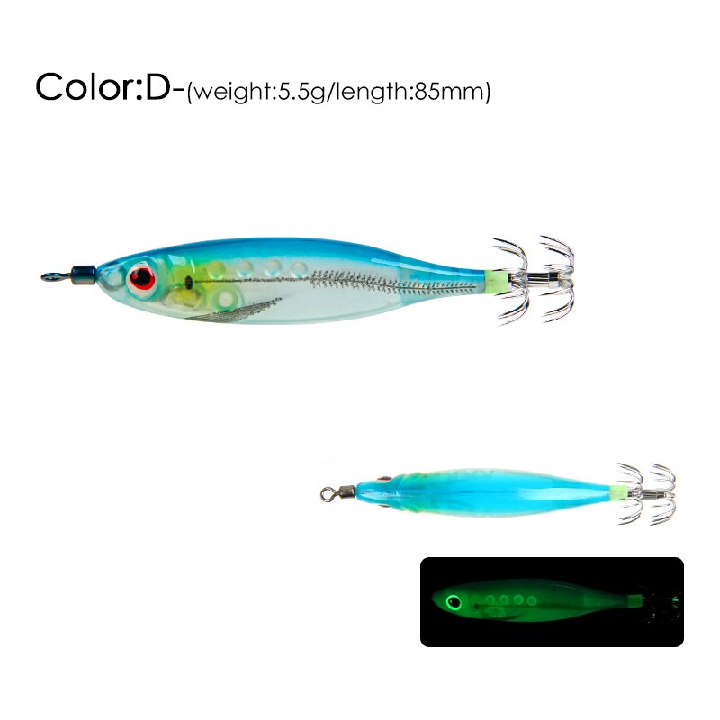 LETOYO-9,5g, 80mm,señuelo de pesca flotante, jibioneras, pajaritos pesca calamar, anzuelo de calamar, Jigging, gambas artificiales, luminoso, señuelos pulpo, sepia, para pesca en el mar, poteras calamar: d 5.5g 85mm