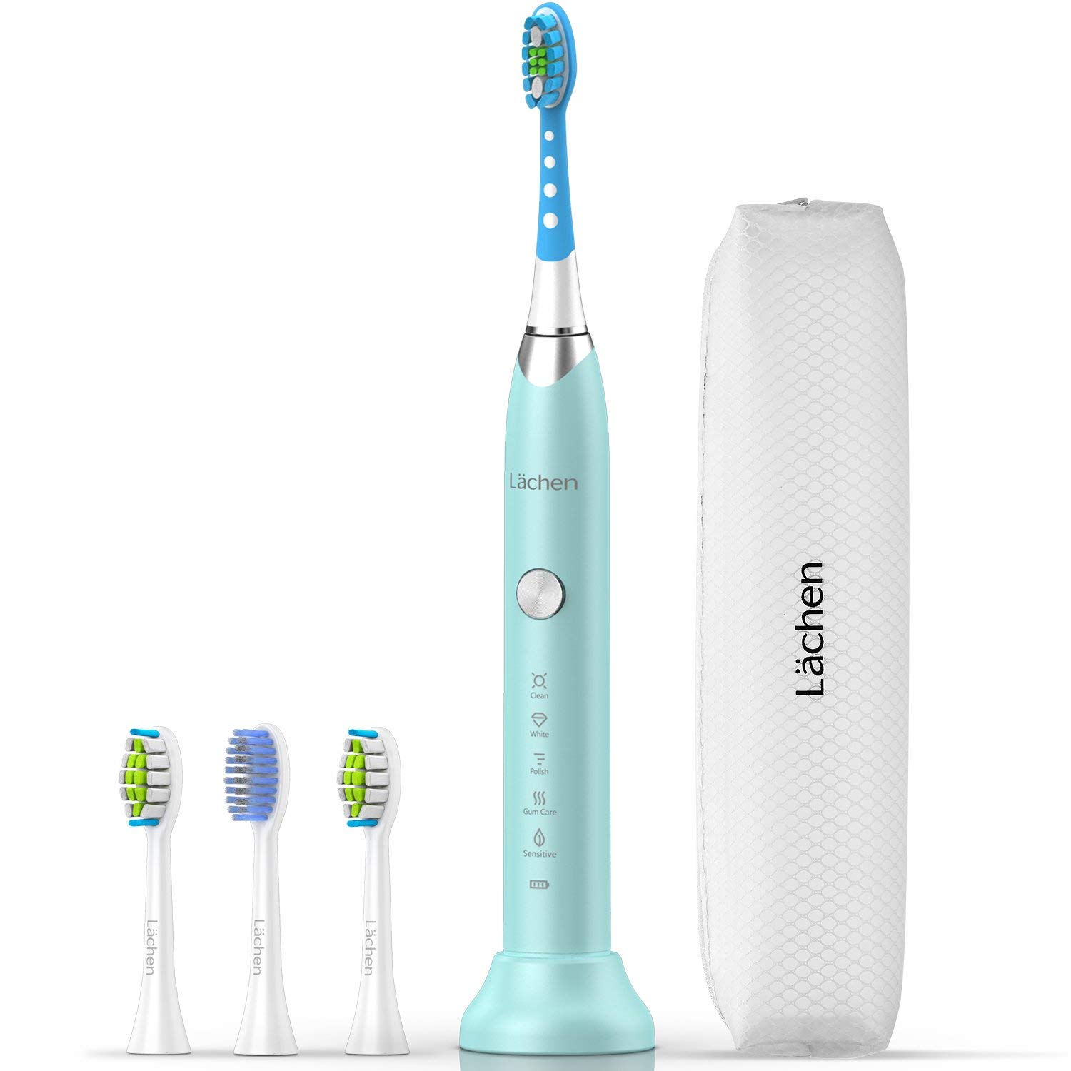 Lachen T7B Sonic Whitening Electric Toothbrush Sonic toothbrush with 4 brush heads and timer 5 modes USB charging