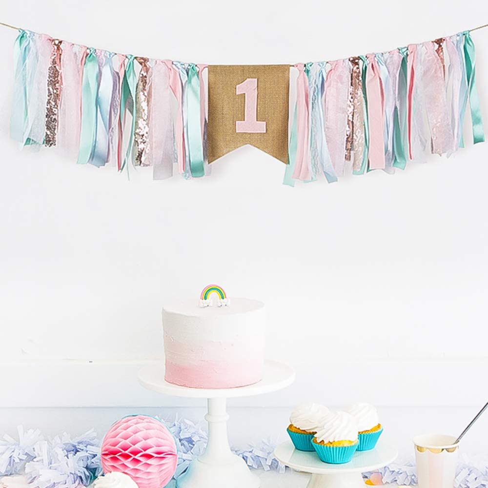 Glücklich Geburtstag Dekoration Geburtstag Mädchen Hohe Stuhl Ein Banner Ersten Geburtstag 1 jahr Geschlecht Offenbaren Party Baby Dusche Dekorationen