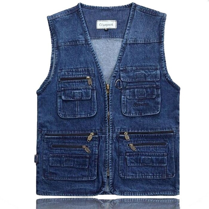 Latest Waistcoat Designs For Men Jeans Denim Vests Male With Multi Pockets Vest Men Sleeveless Jacket Fishing Vest,GA140: XXXL