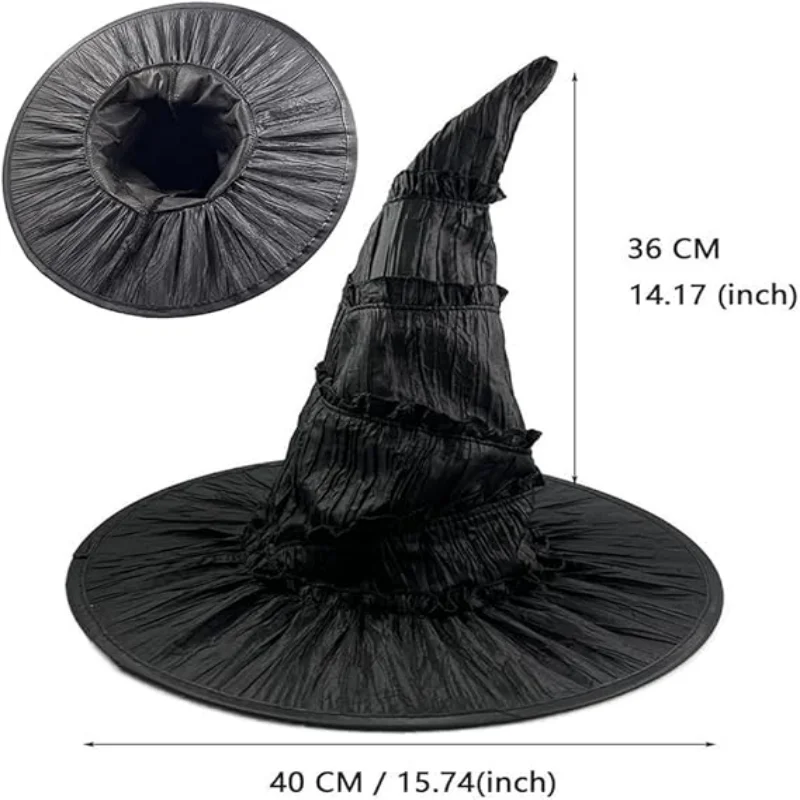 Malvado elphaba traje de halloween bruxa cosplay preto babados vestido manto luvas chapéu pontiagudo vestido da menina