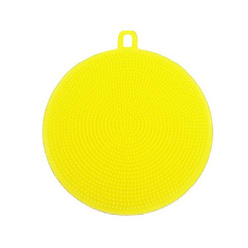 Siliconen Ronde Kom Pan Pot Schoonmaken Wassen Borstel Scrubber Home Kitchen Tool: Geel