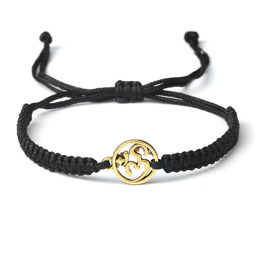 Charm OM símbolo hecho a mano cuerda trenzada ajustable rojo negro pulseras mujeres hombres joyería de de la suerte para Amiga oración: Cobalto violeta