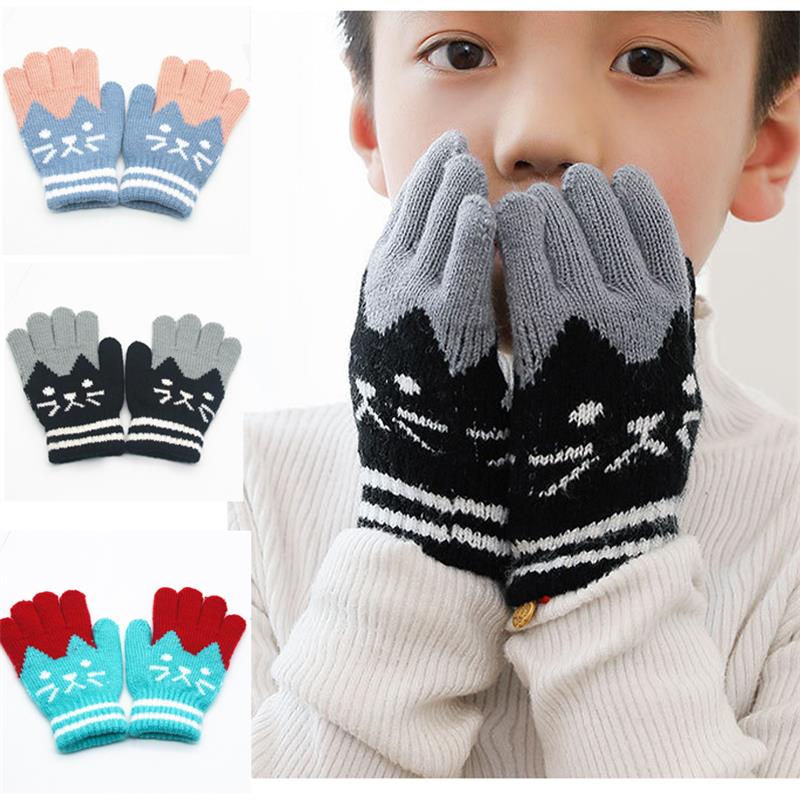 Splice Mittens Winter Baby Boys Girls Knitted Gloves Warm Rope Full Finger Mittens Gloves for Children Toddler Kids