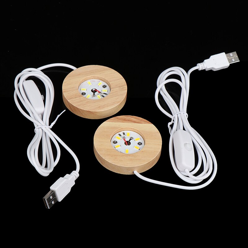 Socle lumineux en bois Rechargeable télécommande en bois lumière LED présentoir rotatif support de lampe pied de lampe Art ornement