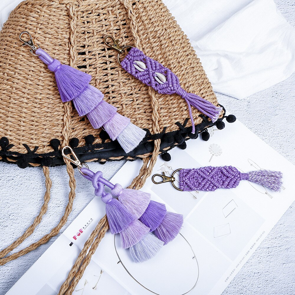 1 stk bohemia vintage lilla kvast frynsede kvinder diy smykker tøj taske dekorative tilbehør nøglering vedhæng håndværk kvaster