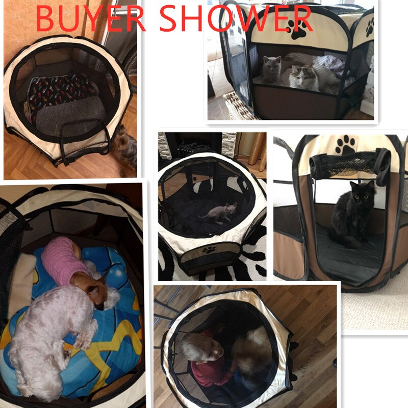 Portable Circular Pet Playpen Foldable Dog Cat Exercise Play Pen Crate Fence Carrying Bag Cat Kennel Cagefor Rabbit,Puppy,Guinea